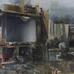 Daniel Pitin, Painters, 2013, Öl, Acryl und Papier auf Leinwand, 180 x 250 cm Foto: Jan Freiberg, courtesy of the artist