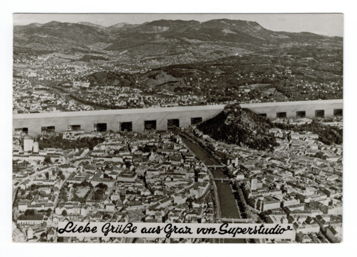 Liebe Gruesse aus Graz von Superstudio - Ansichtskarte 1969 © Superstudio_courtesy Privatsammlung_Berlin