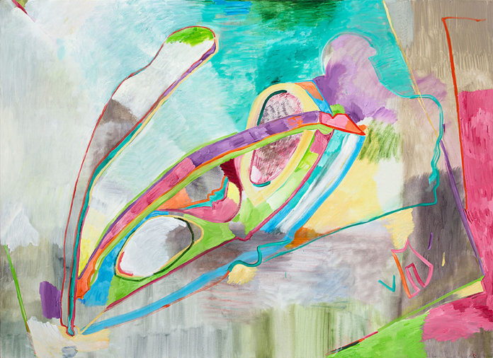 ZeilnerGerlindBrille2019EitemperaundlaufLeinwand160x220cm