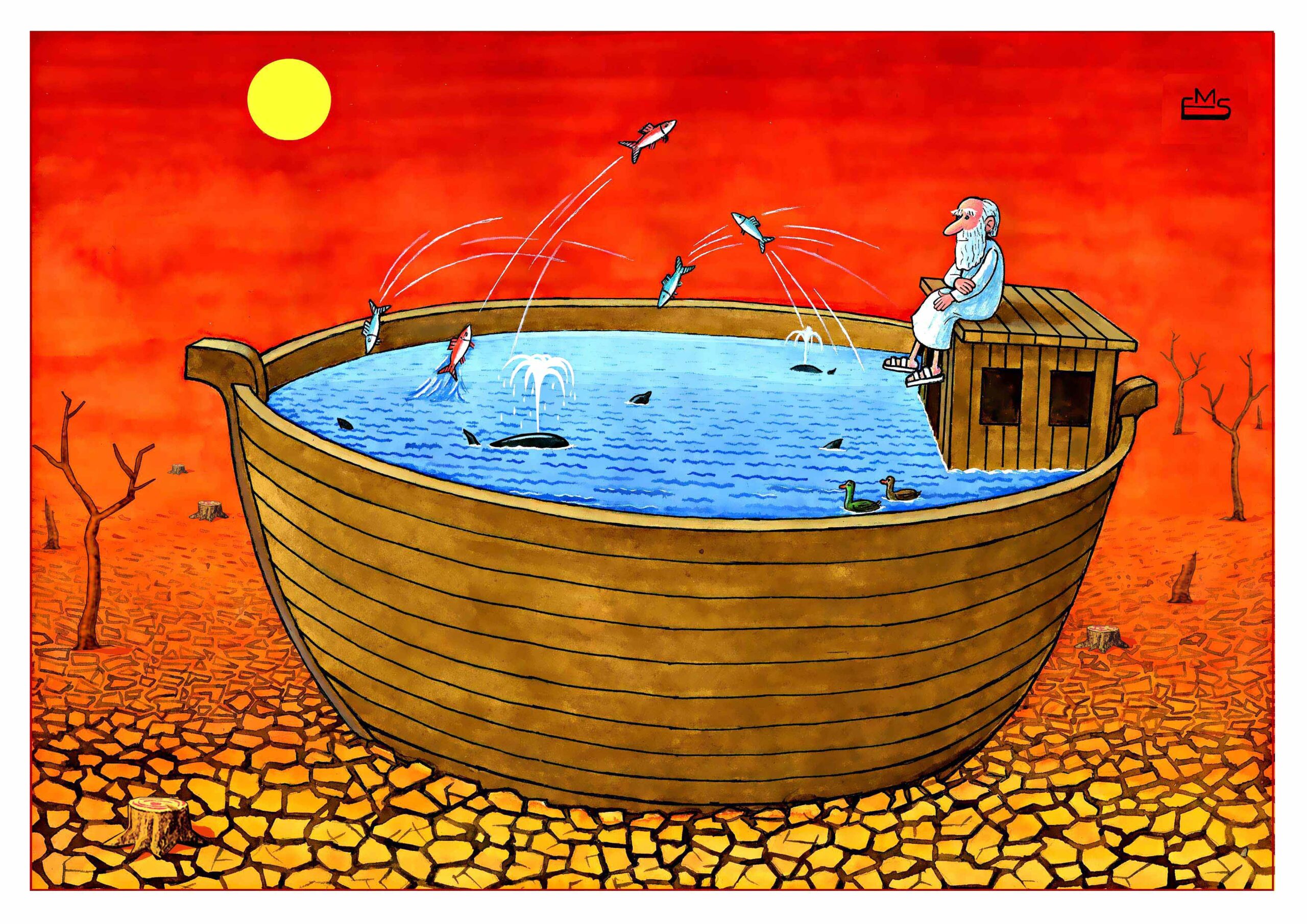 Cartoon: „Global Warming“ von Makhmud (Uzbekistan), Kaktus Cartoon Award 2023