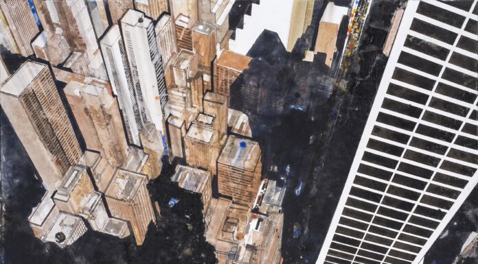 Gottfried Salzmann / Galerie Welz, Salzburg Gottfried Salzmann, NEW YORK, 42nd STREET - 2020, Aquarell auf Papier, Foto © Jean-Louis Losi, Paris