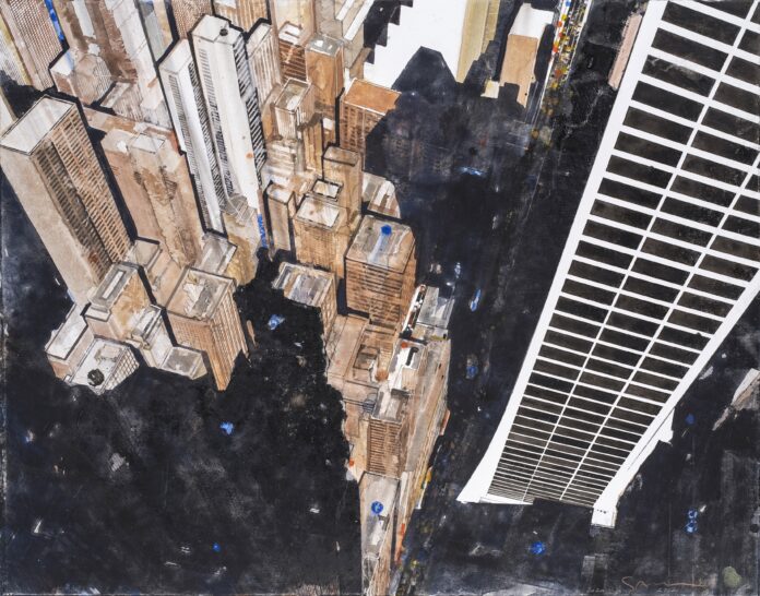 Gottfried Salzmann, NEW YORK, 42nd STREET - 2020, Aquarell auf Papier, Foto © Jean-Louis Losi, Paris