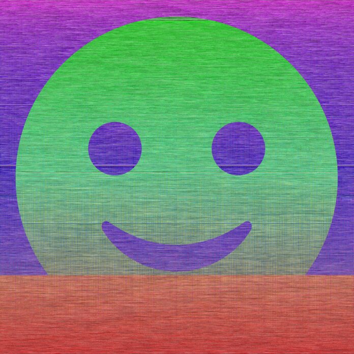 Adrian Sauer, 16.777.216 Farben in unterschiedlichen Anordnungen – Grüner Smiley, Farbton, 2023, Digitaler C-Print, 100 x 100 cm © Adrian Sauer