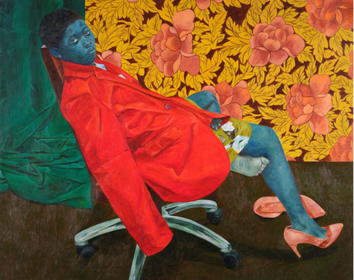 Awanle Ayiboro Hawa Ali, Nadiatu wore heels, 2024, Acrylic on canvas, courtesy Gallery 1957, Accra